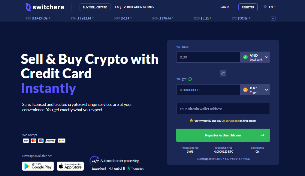 Switchere crypto credit card