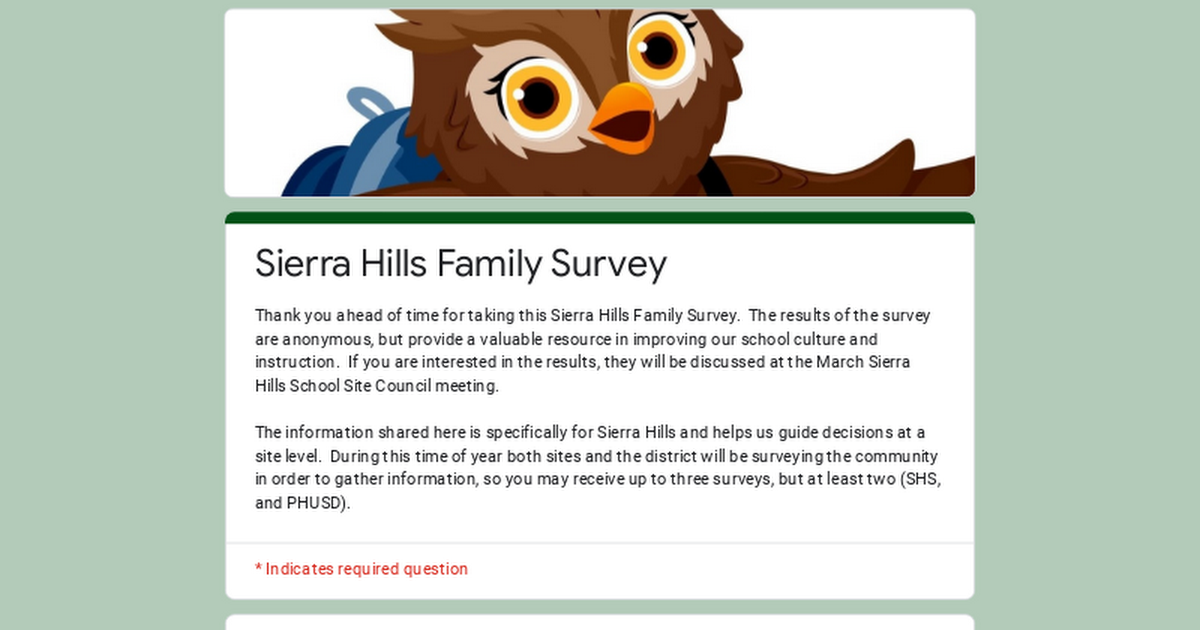 Sierra Hills Family Survey