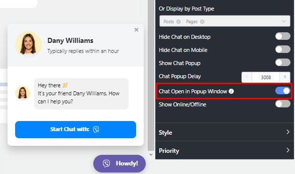 Chat Open in Popup Window