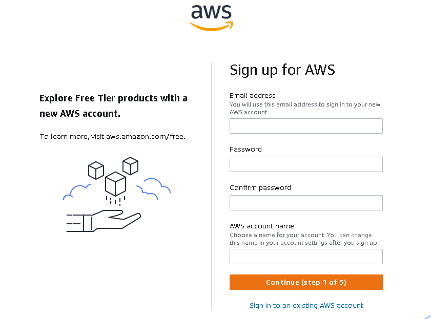 Signup with AWS free tier