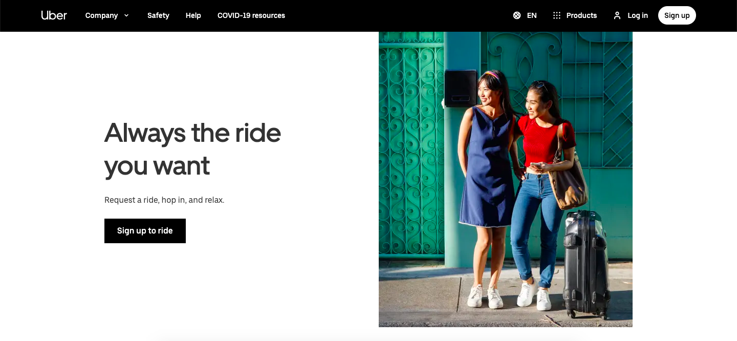 Screenshot of Uber Vision Statement 