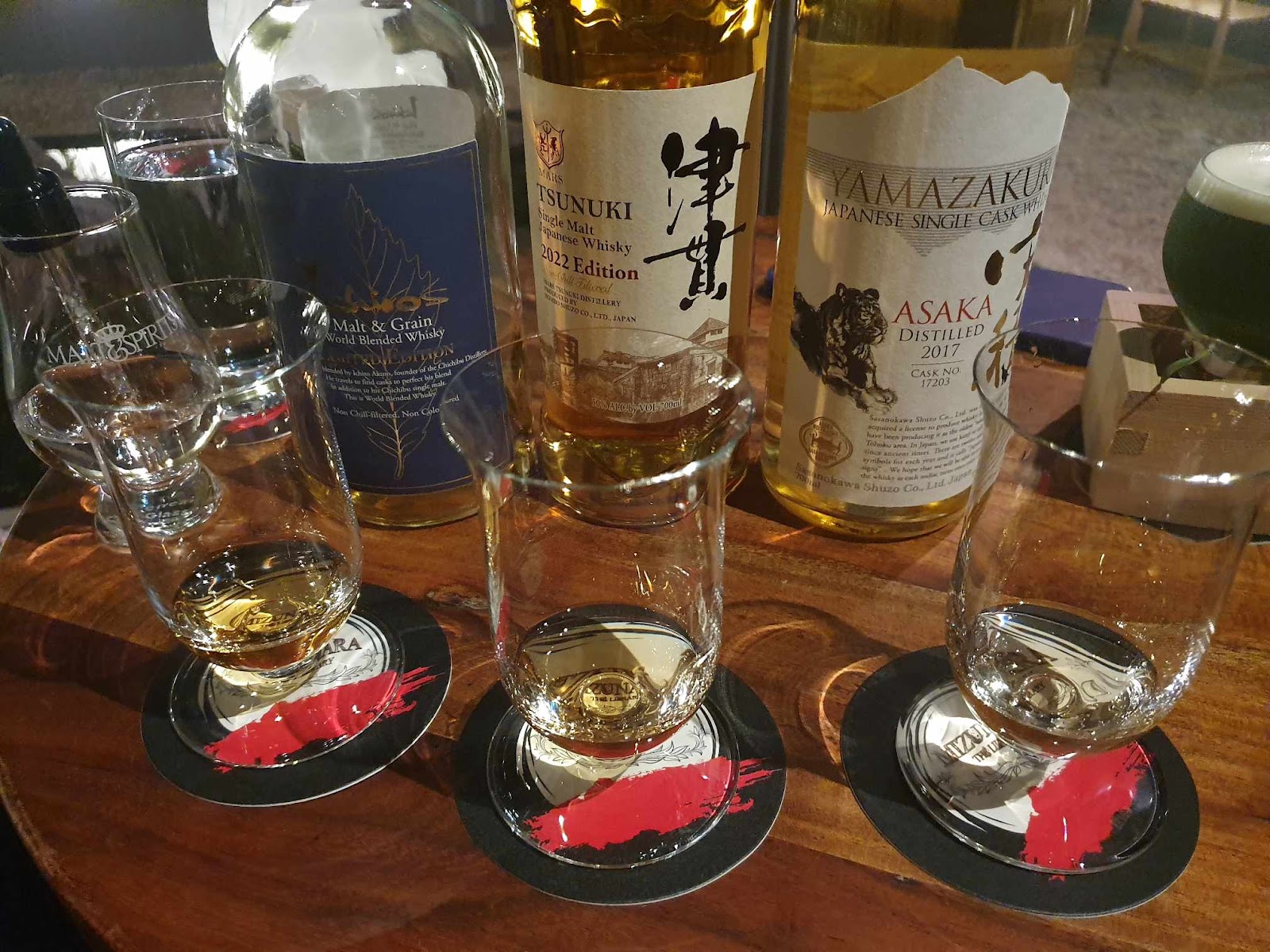Mizunara: The Library three glass of Japanese whiskey sampler