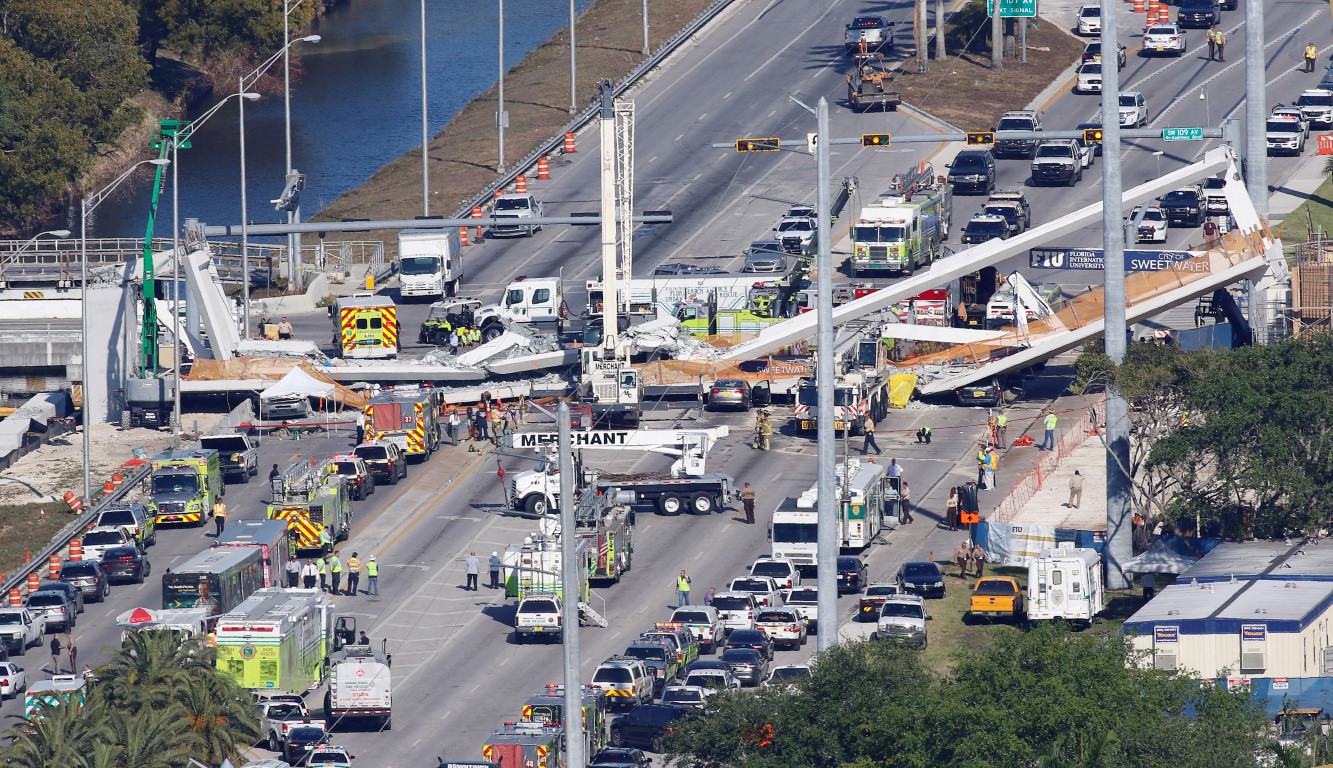 An aerial view of the collapsed bridge. Photo: Reuters
