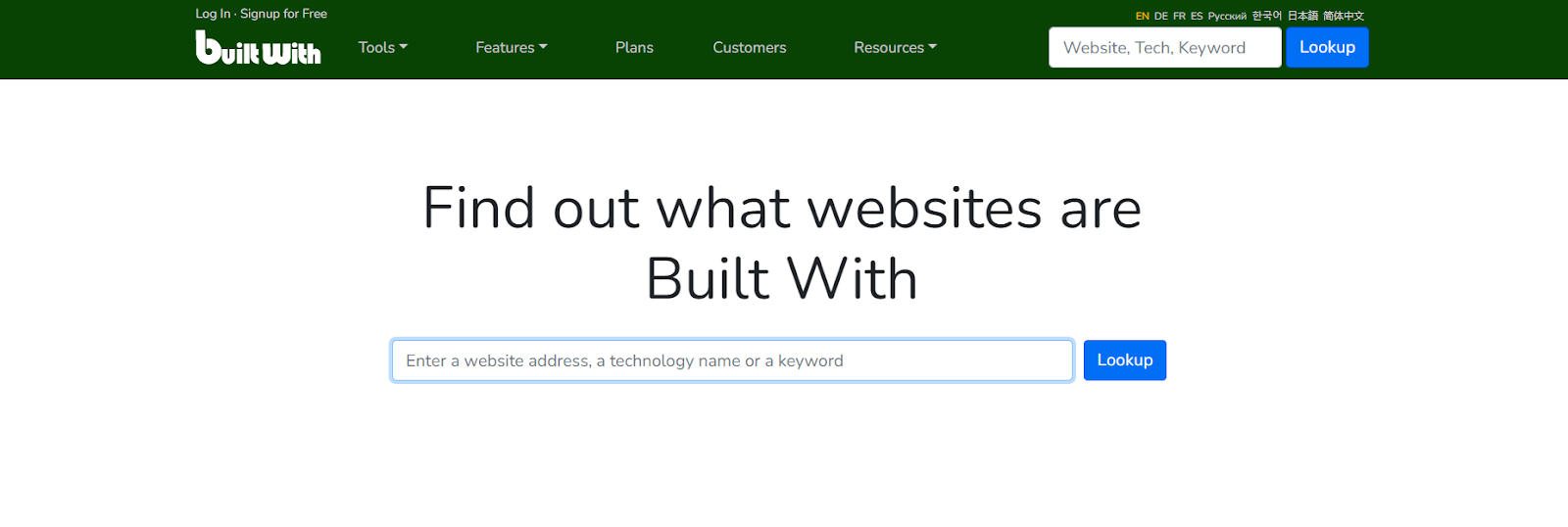 Builtwith website to find out what websites are developed on magento