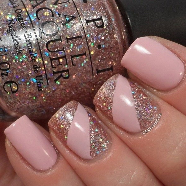 Sparkly pink nail art