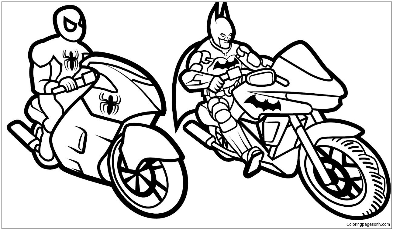 Batman and Spiderman coloring pages