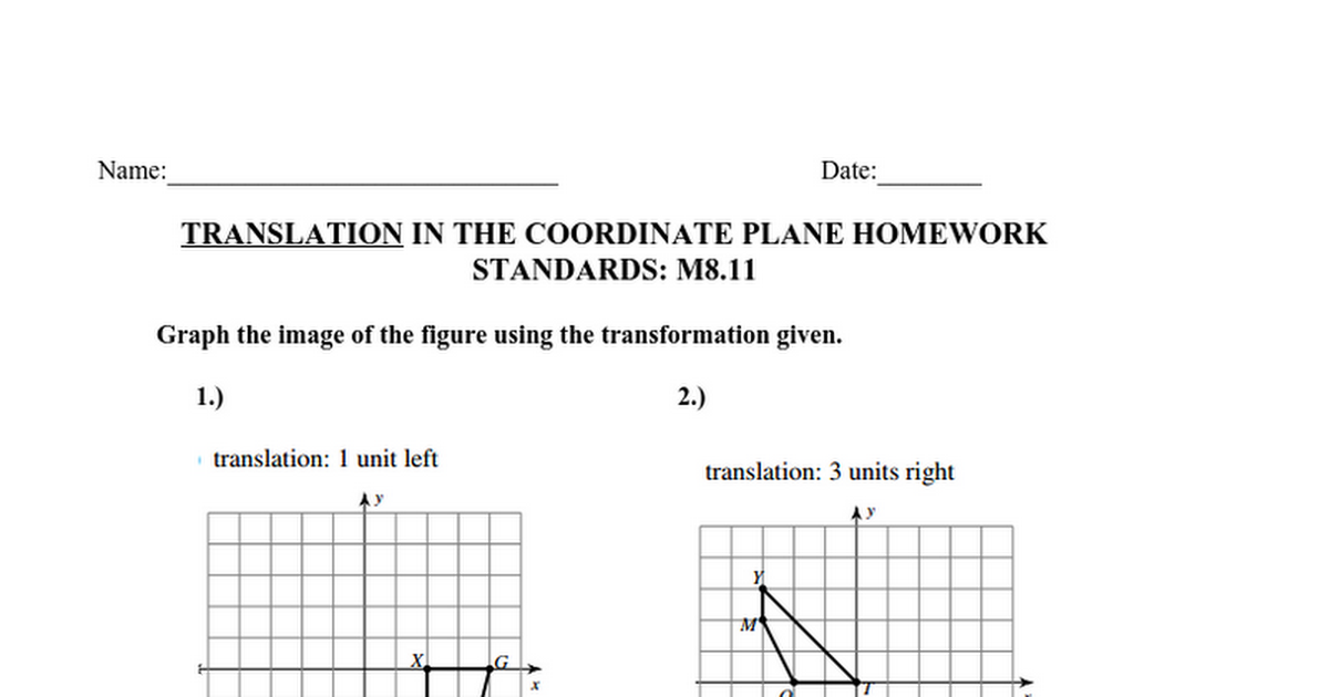 translations in the coordinate plane common core geometry homework answers