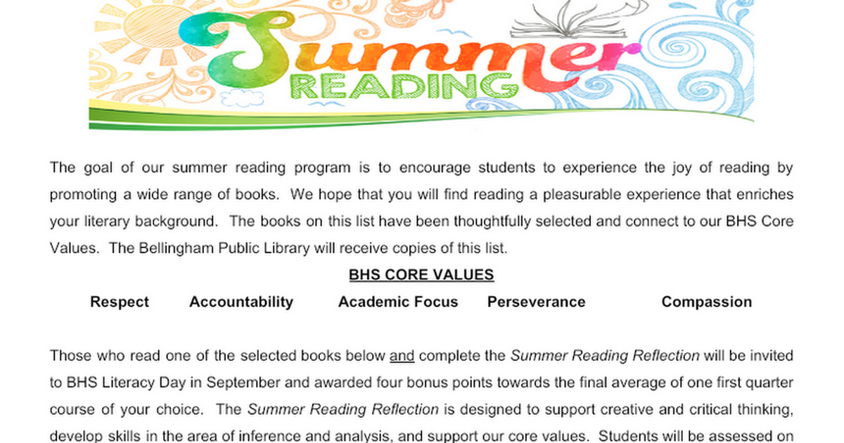 BHS Summer Reading 2019-2020