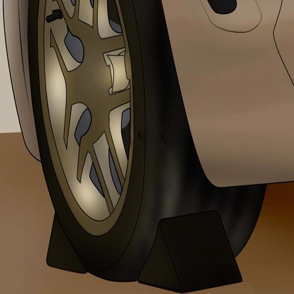 Đặt wheel chock ở cả hai bên bánh xe
