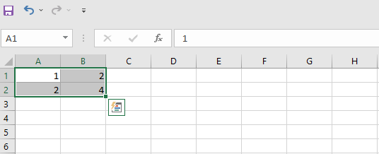 Completamento automatico in Excel, esempio 2