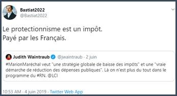 Tweet Bastiat 2022 Le protectionnisme est un impôt payé par les Français