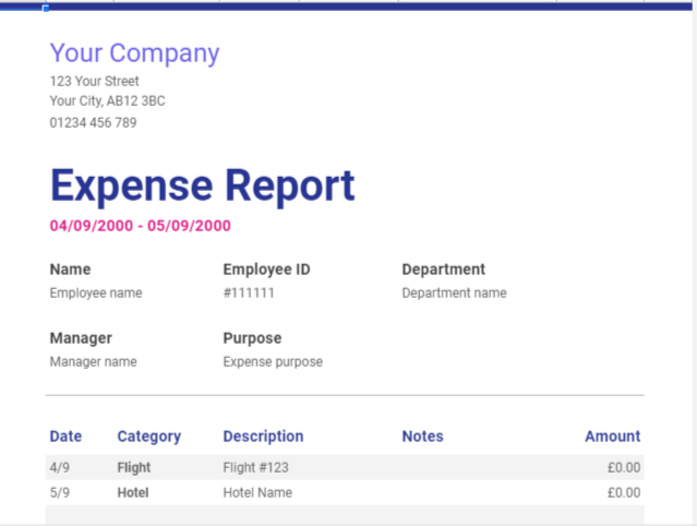 expense report google sheets template