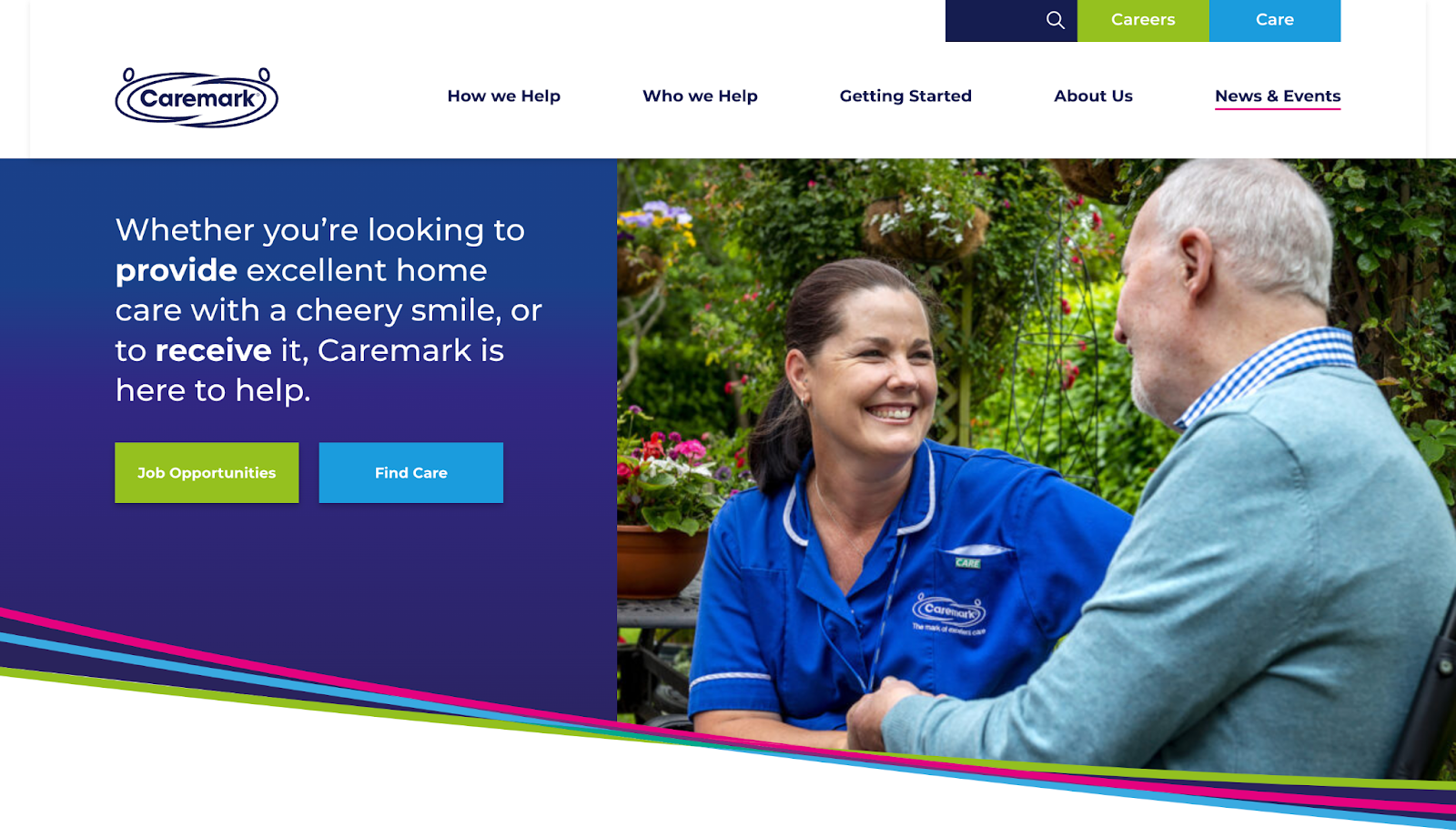 caremark home page - how to get clients for domiciliary care UK with attractive websites