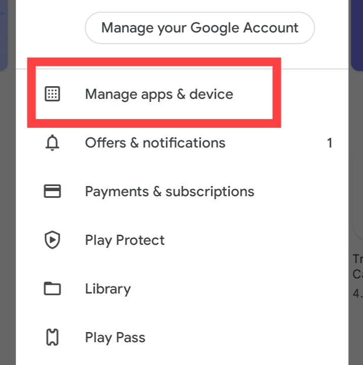 select Manage apps & device.