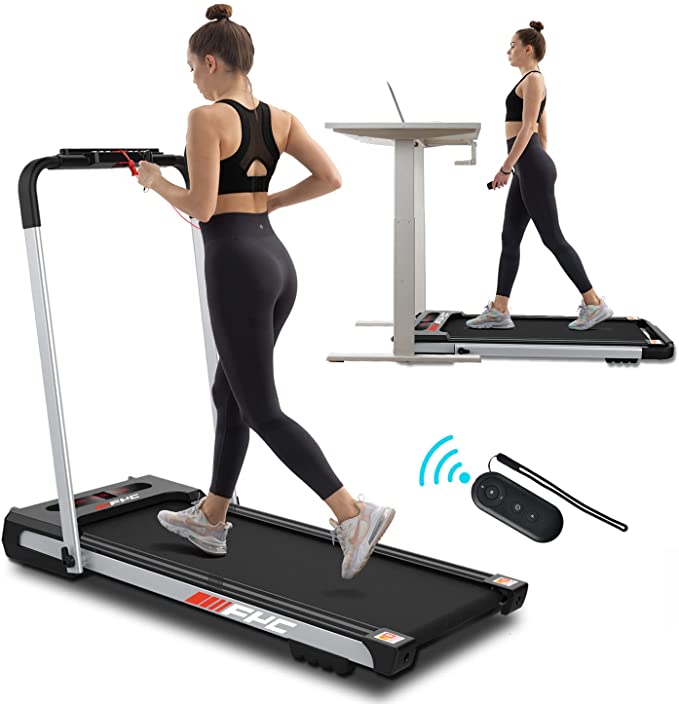 FYC Under Desk Treadmill - 2 in 1 Folding Treadmill for Home 2.5 HP, Installation-Free Foldable Treadmill Compact Electric Running Machine, Remote Control and LED Display Walking Running Jogging for Office Home Use