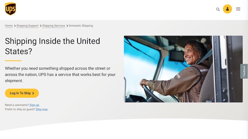 UPS homepage