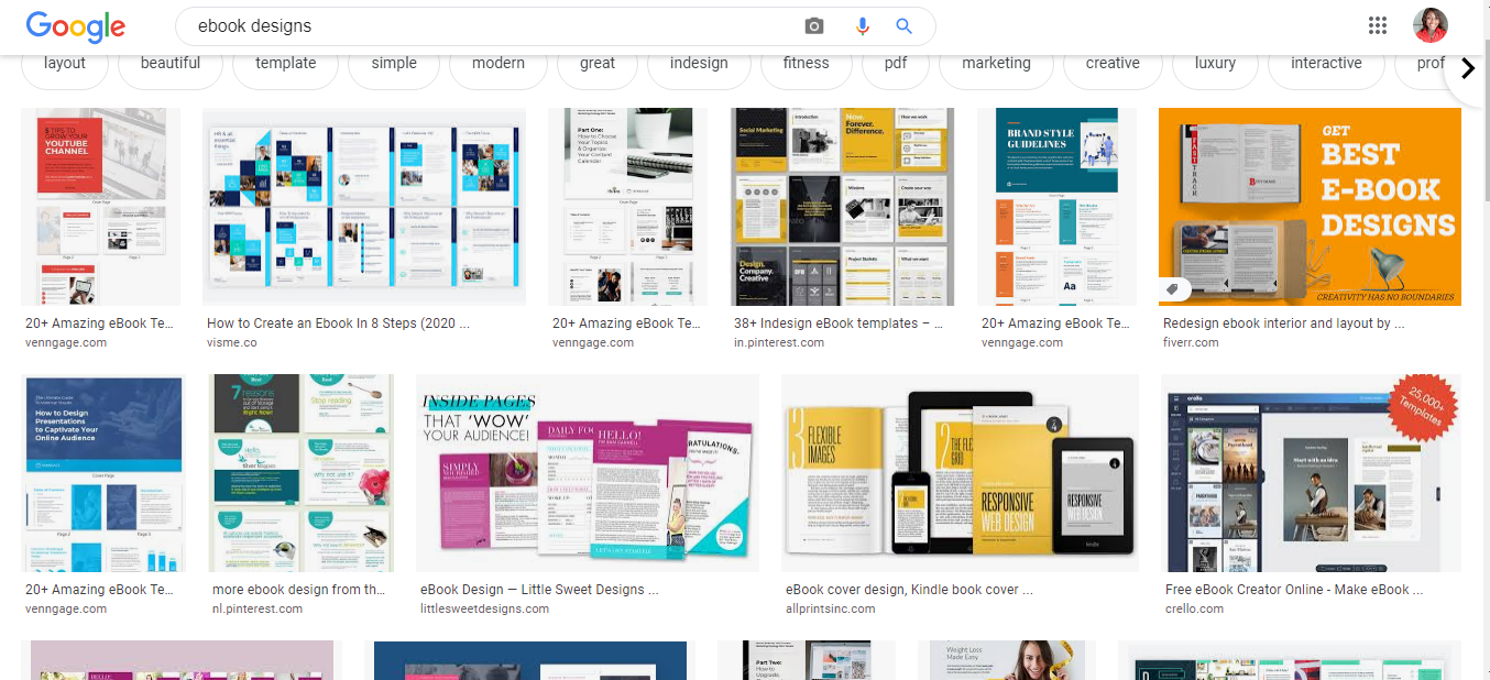 Ebook design search result on Google Images
