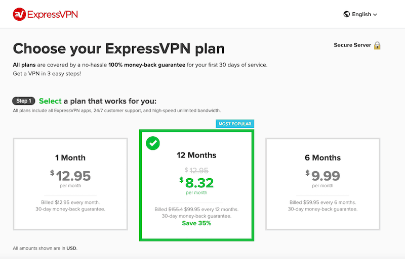 Precios de Express VPN 