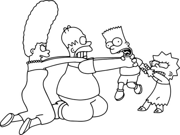 Simpsons Family Fight coloring pages