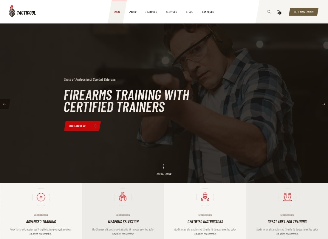 Tacticool |  Tema de WordPress para campo de tiro y tienda de armas