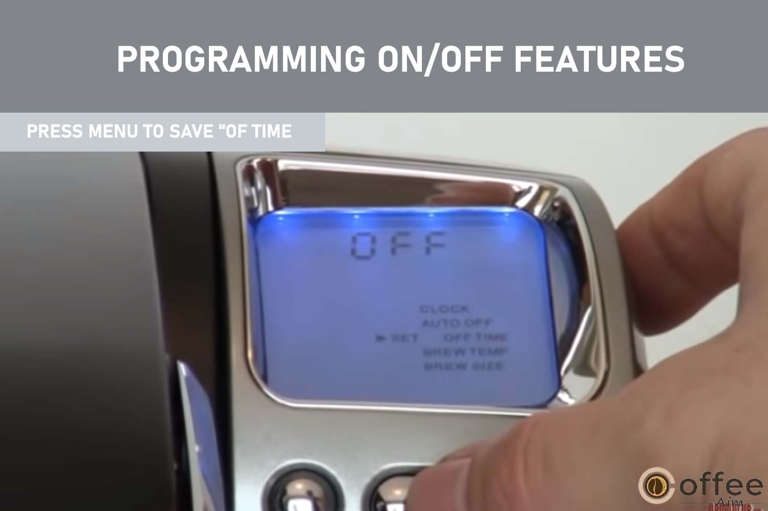 After setting the desired "ON TIME," press the MENU Button to save the setting and proceed to the "SET OFF TIME" option in the programming mode.