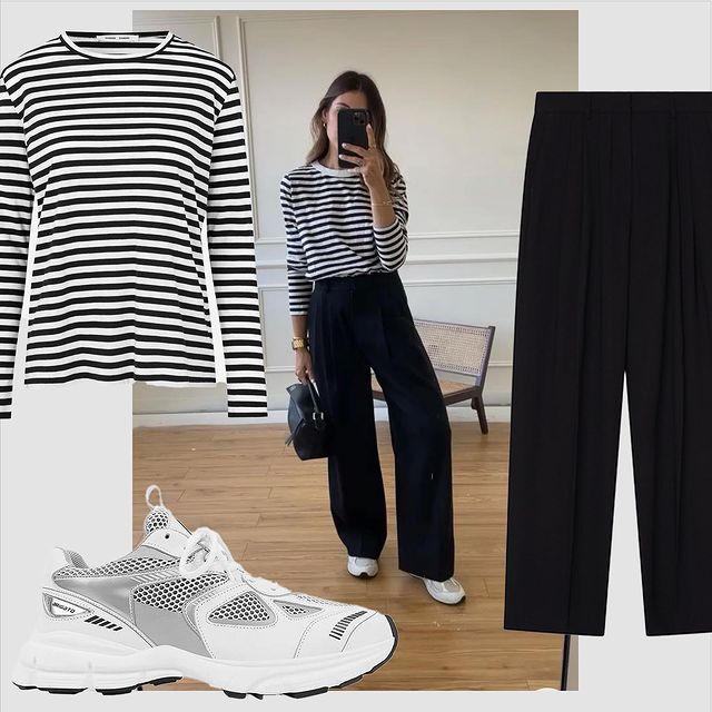 Outfit #15: A Striped Tee and Wide-Leg Pants