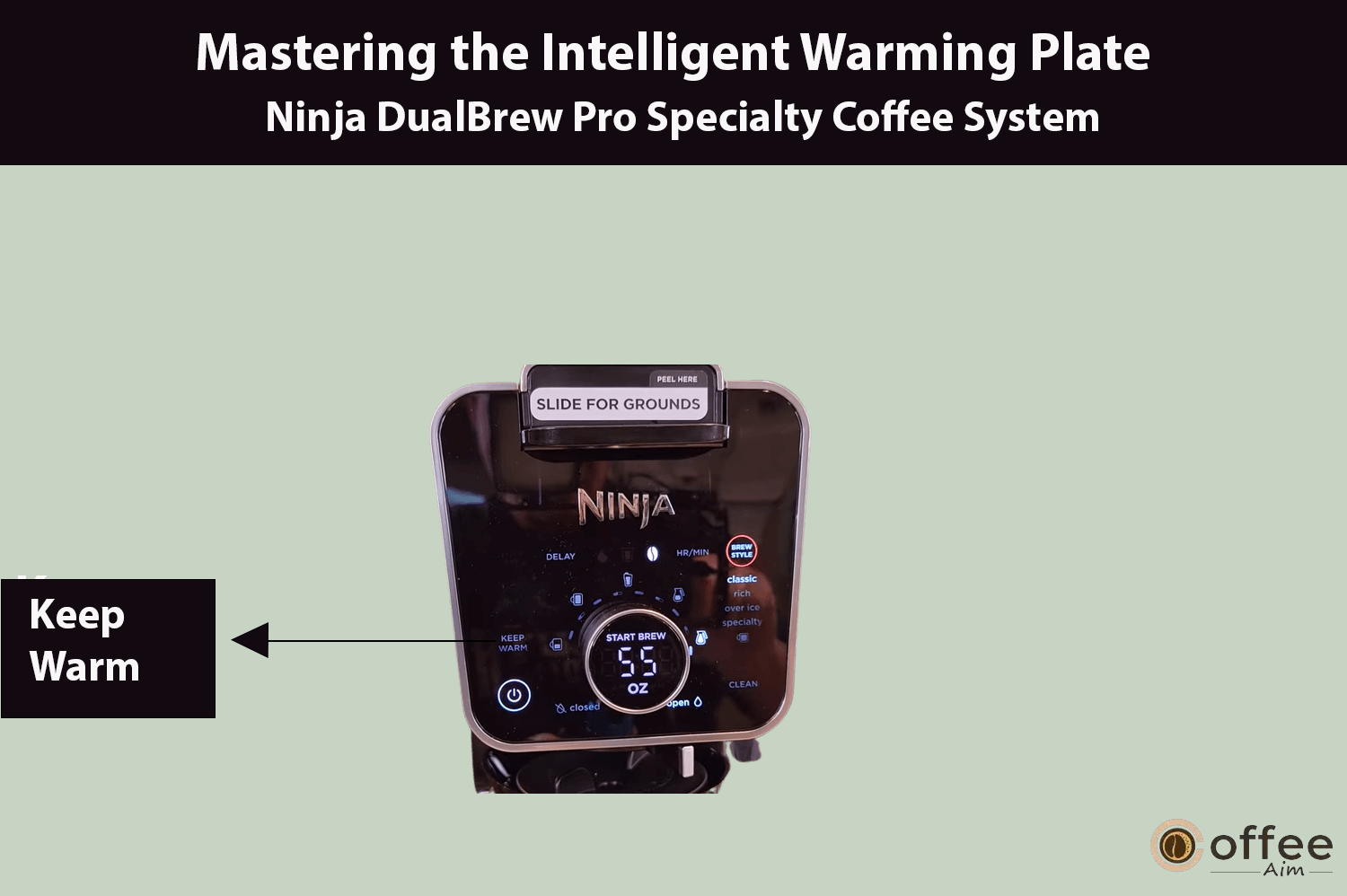 "This image illustrates the intelligent warming plate feature of the Ninja DualBrew Pro Specialty Coffee System, as explored in the article 'How to Use Ninja DualBrew Pro Specialty Coffee System, Compatible with K-Cup Pods, and 12-Cup Drip Coffee Maker.'"