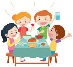 Pessoas, tendo, refeição, em, jantando tabela - Download Vetores ...