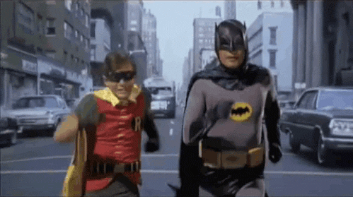batman and robin running gif