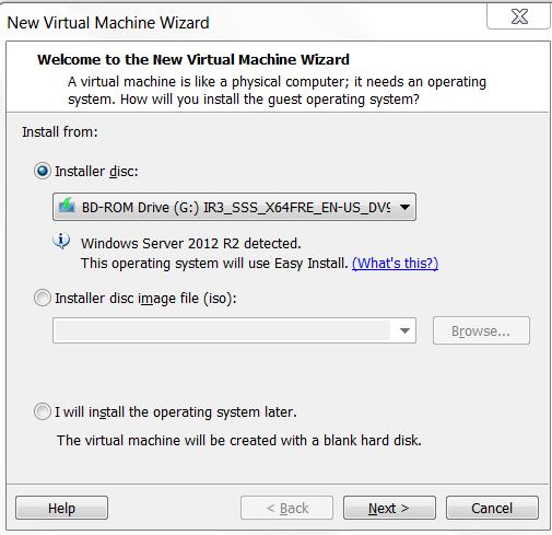 Setup New Virtual Machine Wizard