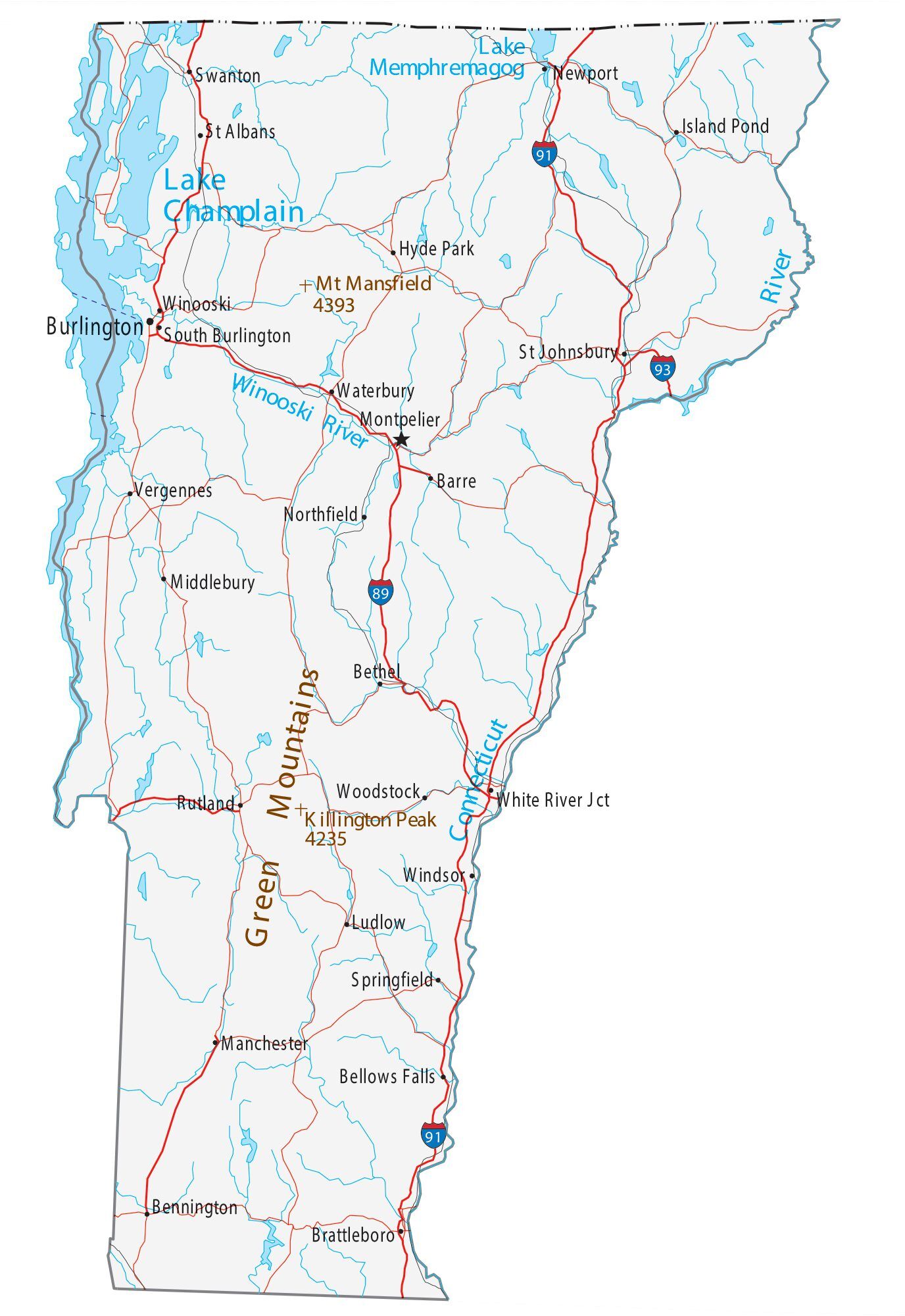 Mapas para imprimir de Vermont