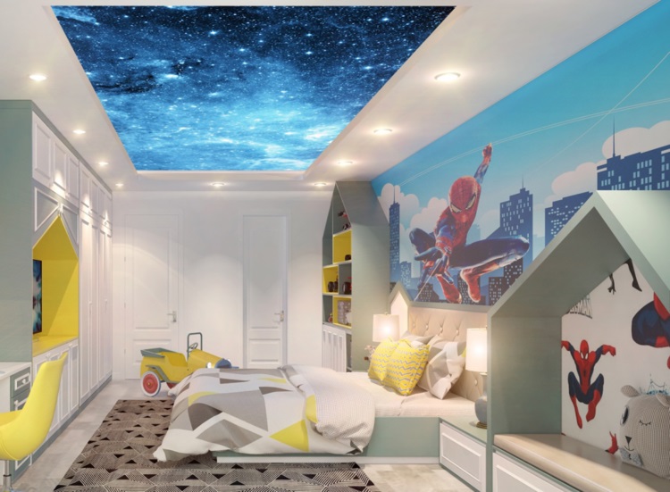 Trần mây theo chủ đề vũ trụ cho phòng ngủ bé trai