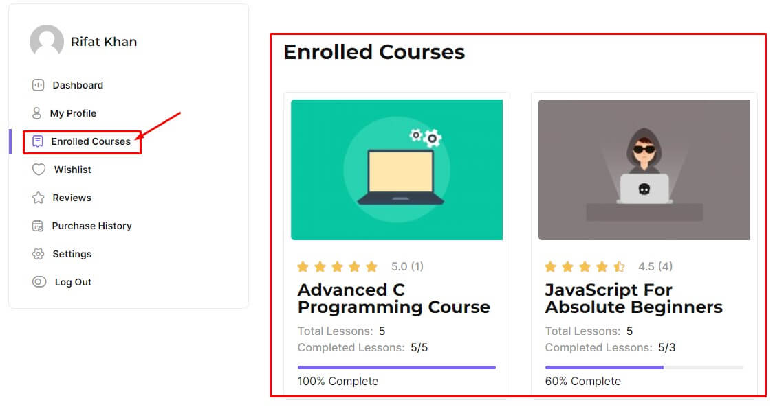 How to access my courses