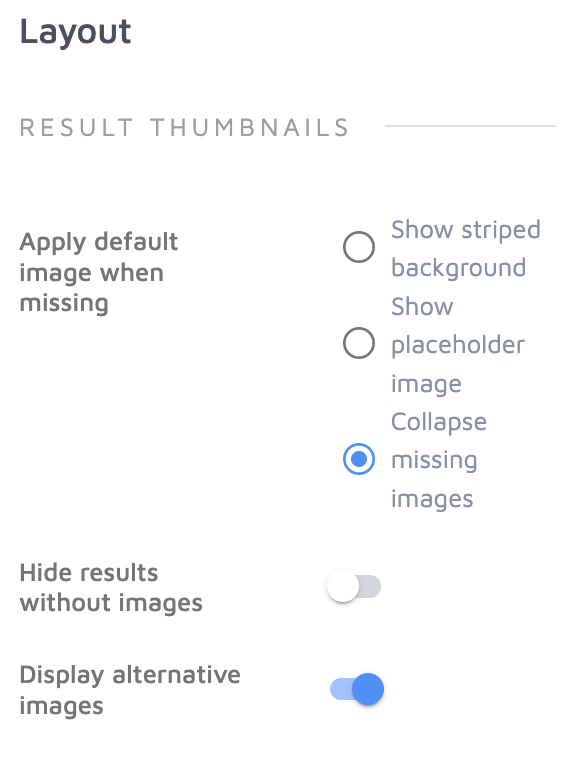 Result Thumbnails settings