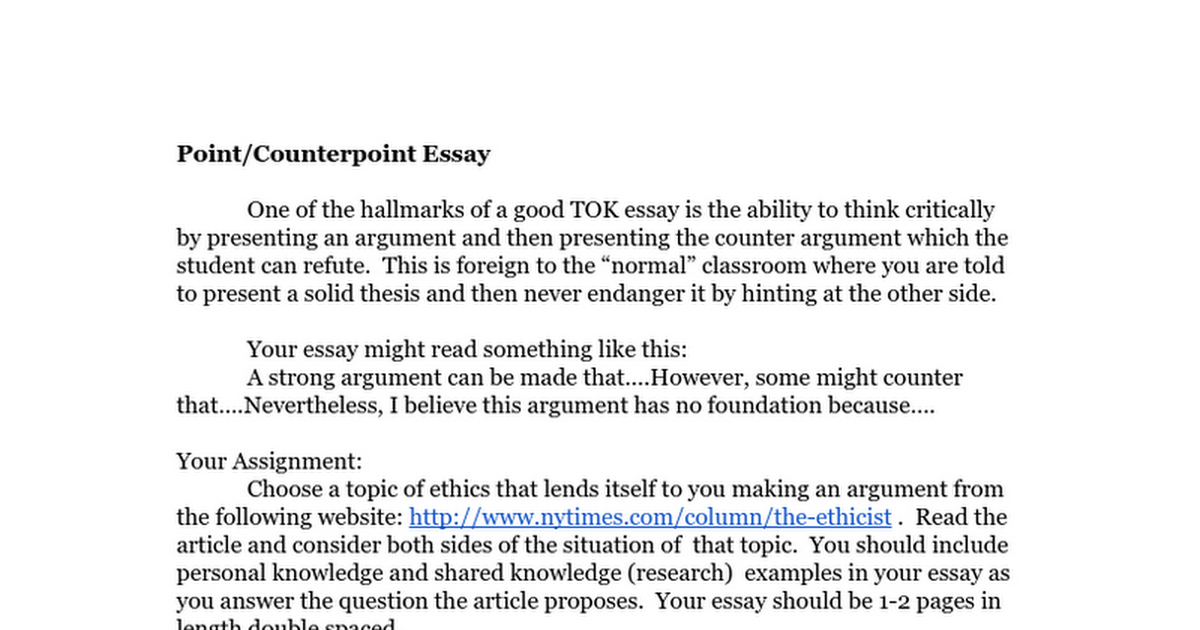 point counterpoint essay format