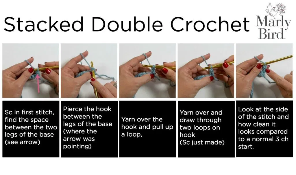 Stacked Double Crochet Tutorial - How To - Marly Bird 