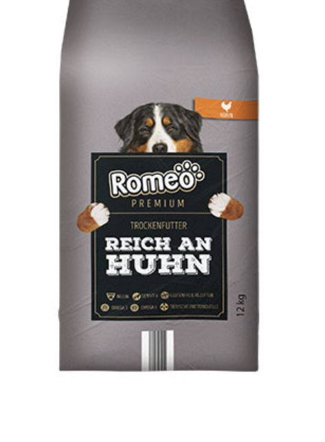 Romeo Hundefutter von Aldi Sorte reich an Huhn