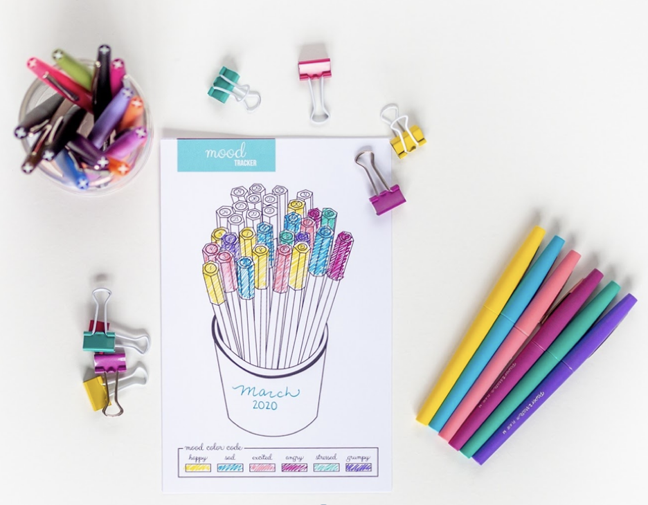 12. Printable Mood Tracker (Markers in a Mug design) 