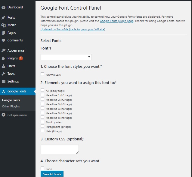 WP Google Fonts