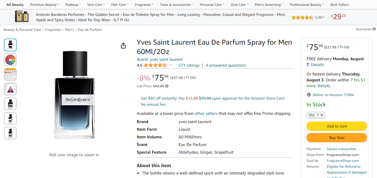 YSL EDP perfume on Amazon