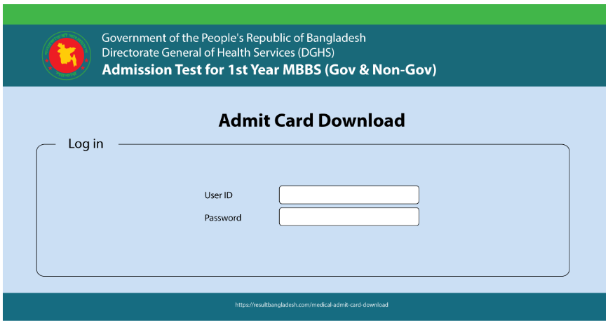 MBBS Admission Exam Admit Card