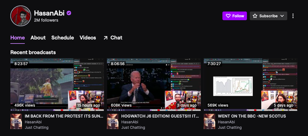 Popular Just Chatting Influencers on Twitch