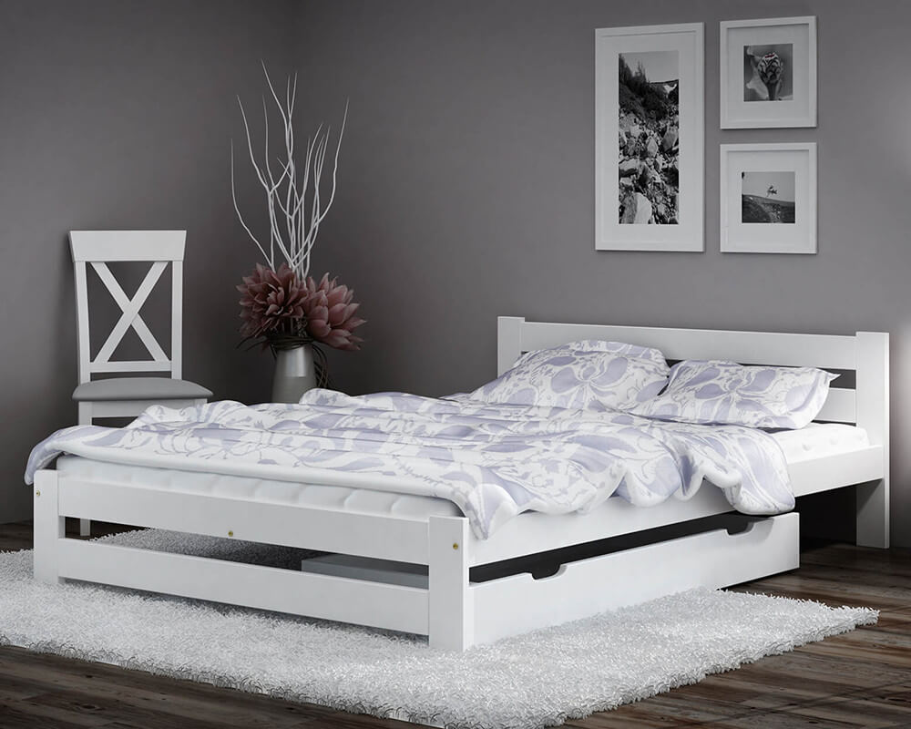  Giường gỗ kèm phụ kiện màu xám trắng tối giản - Mẫu 1