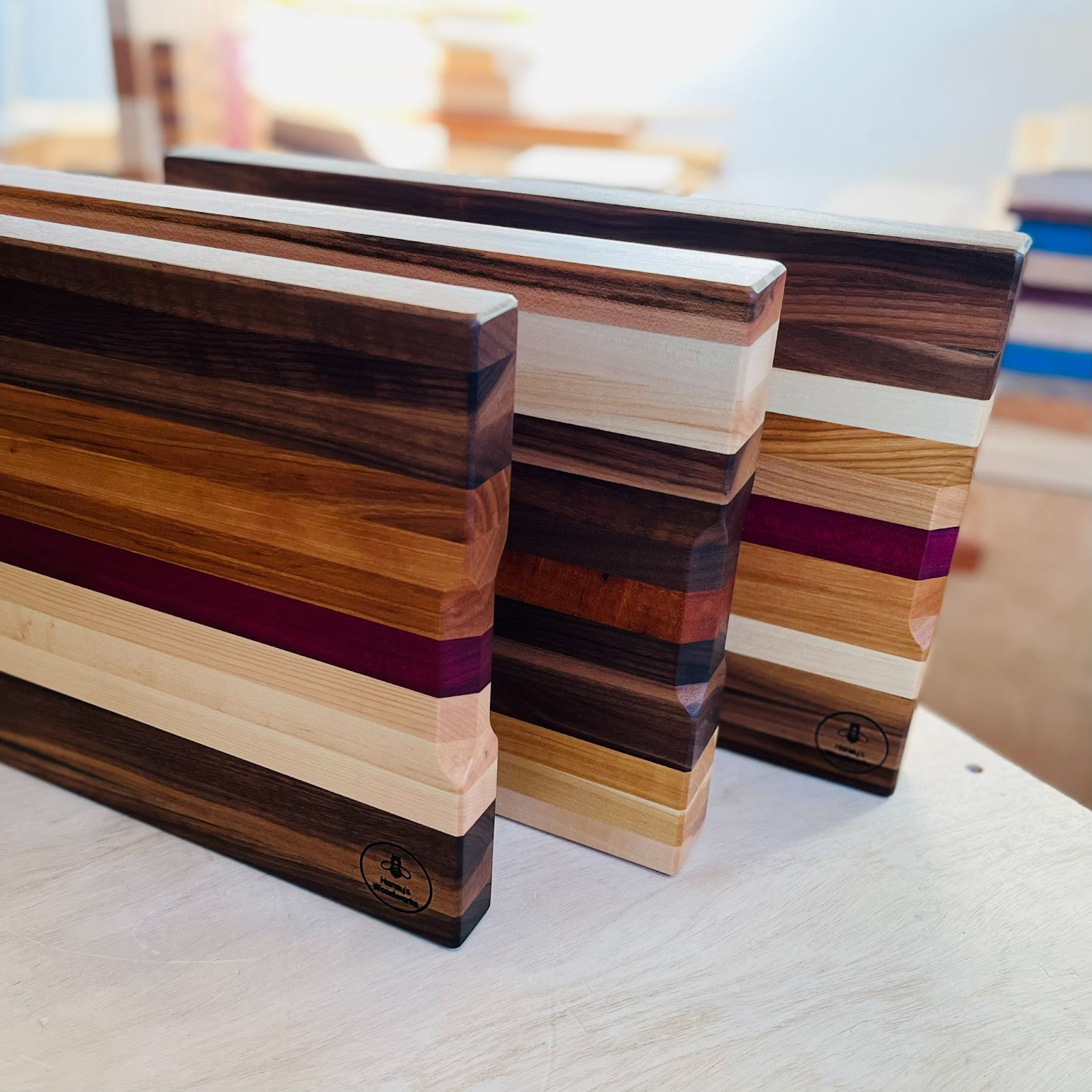 Natural wood cutting boards from Honey’s Woodworks