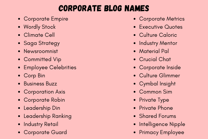 Corporate Blog Names