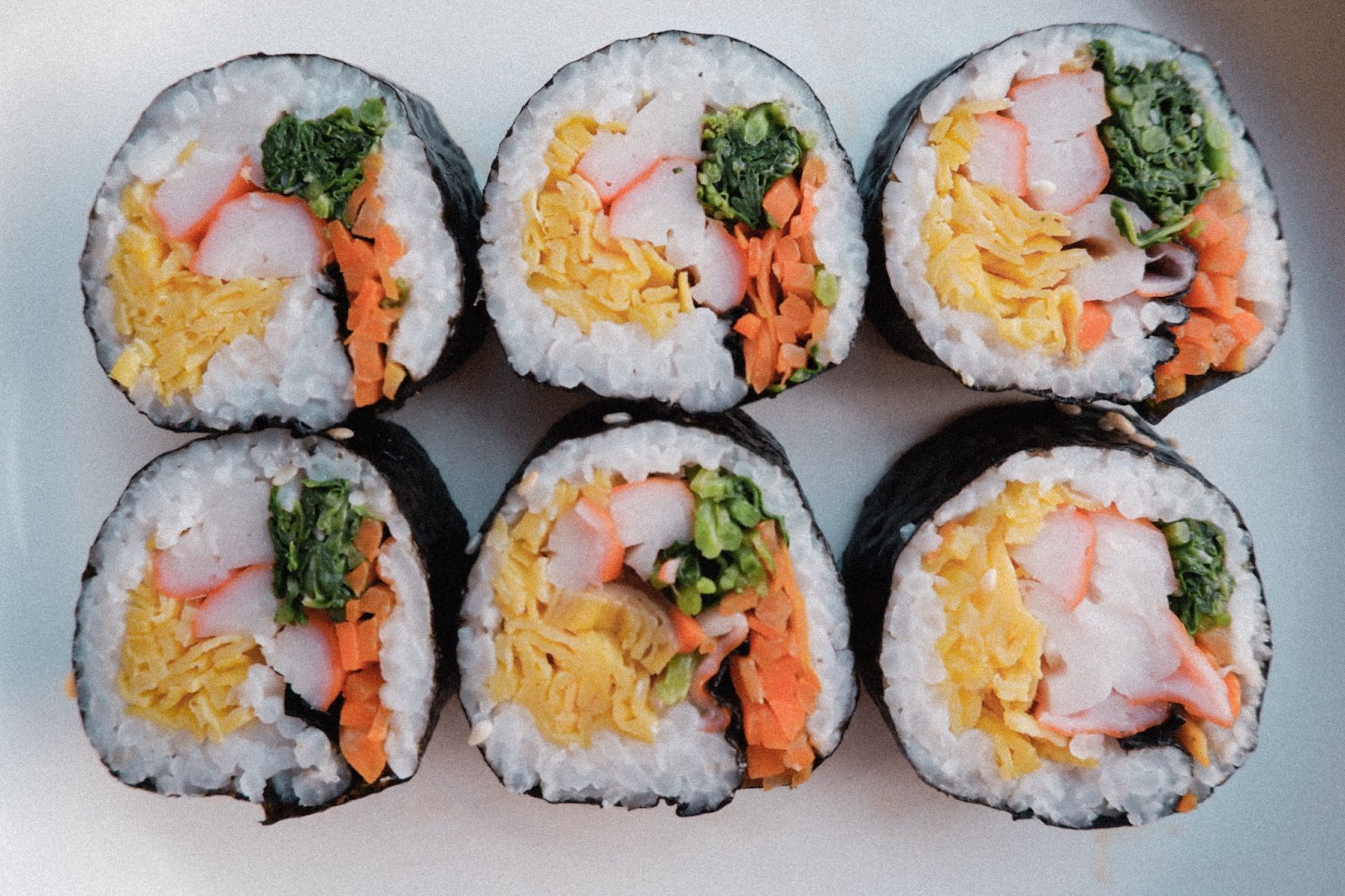 Korean kimbap,  seaweed rice rolls, served in Kimbap and Sushi, one of Kelowna's best Korean restaurants