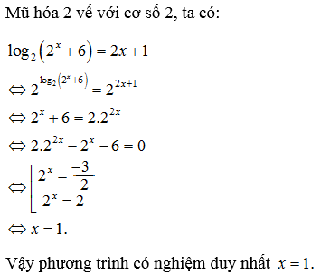 Ví dụ giải pt logarit bằng pp mũ hoá