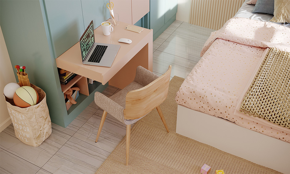 Space-saving desk for small space
