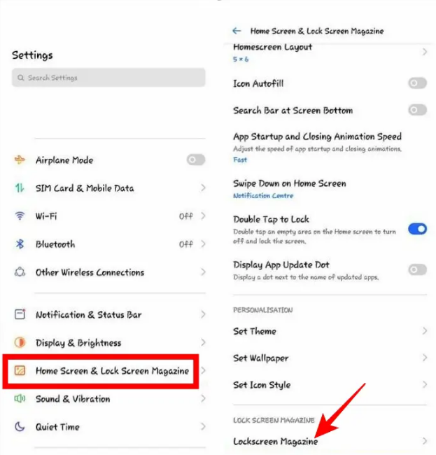 Step 1 of how to remove Glance from lock screen