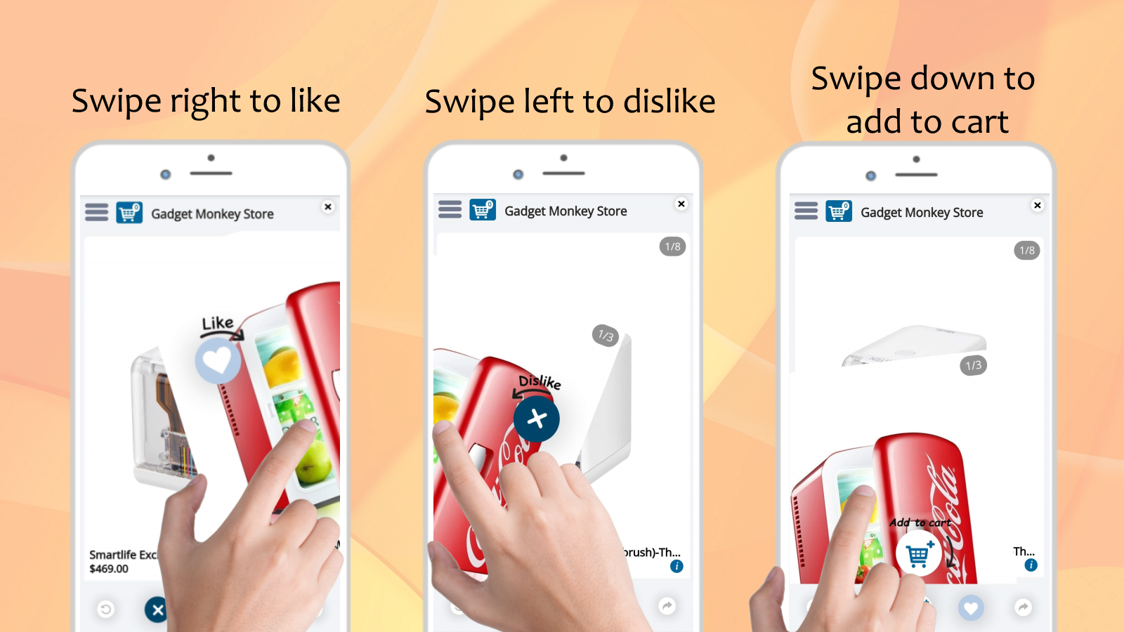 viral user experience, swiping product slides like a slide show 